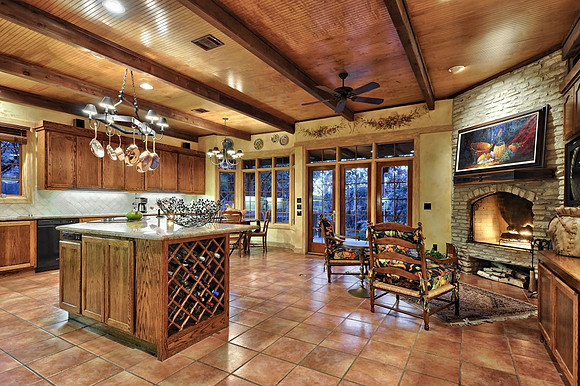Kitchen & Fireplace to Back